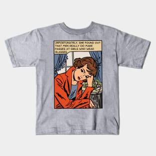 Comic Woman Wears Glasses Kids T-Shirt